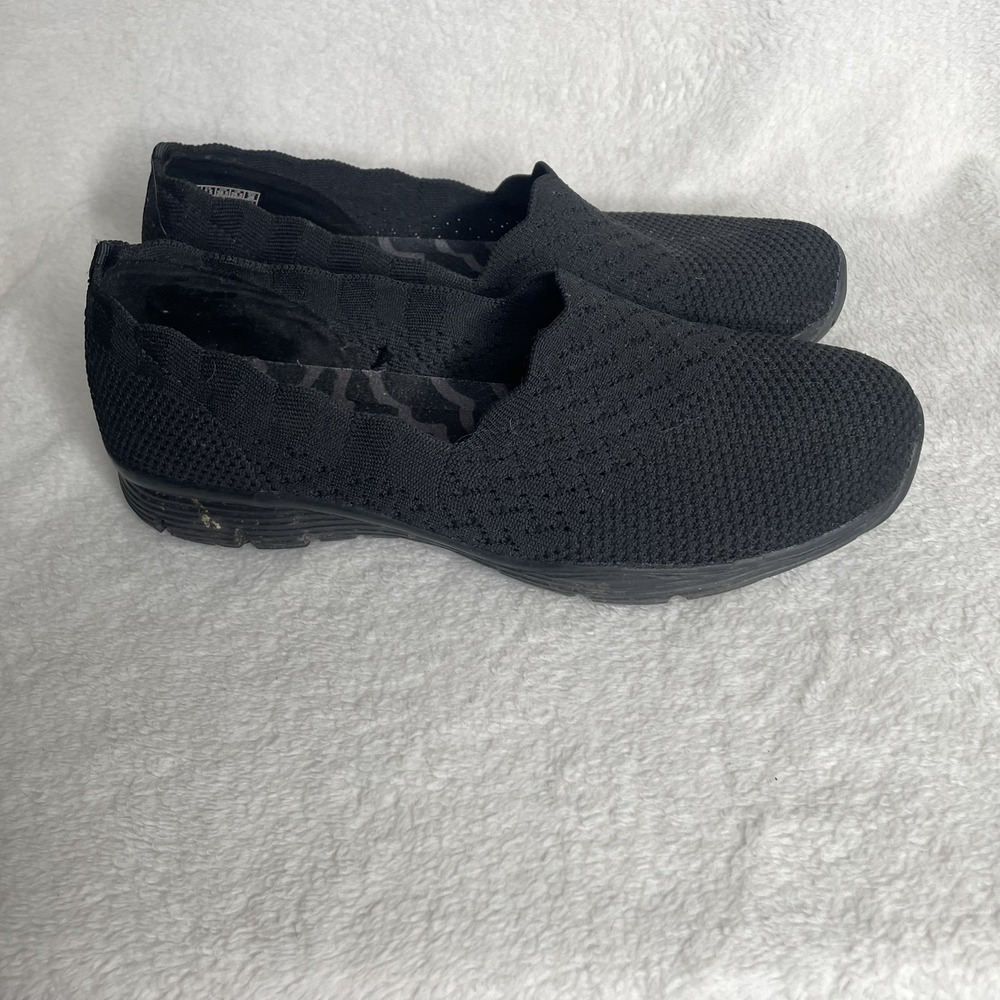 Skechers Microburst 2.0 Be Nice Black Knit Slip On Shoes 49481W Women Sz 8.5